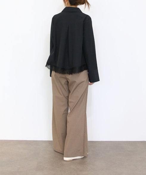 <9/4発売>pearl hem lace flare shirt