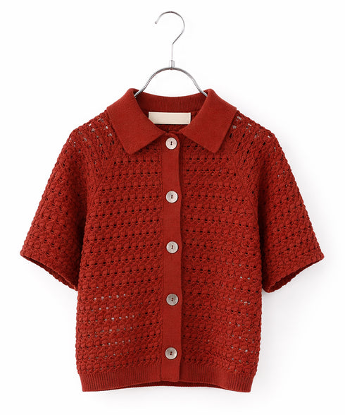 crochet polo knit cardigan
