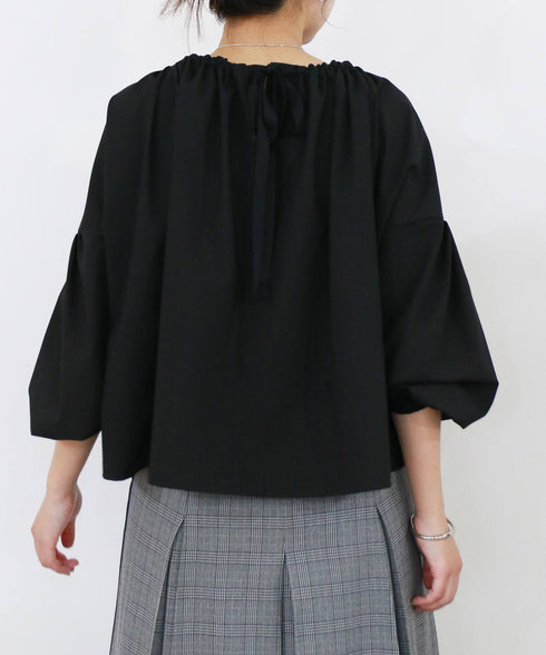 glen check 2way blouse