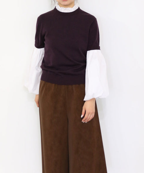 【先行予約1000ポイントプレゼント】14G wool 2way sleeve top