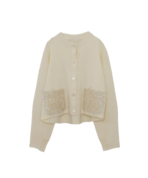【SOI-MeME】sheer fringe cocoon cardigan