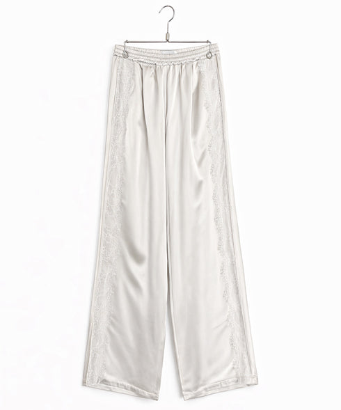 【SOI-MeME】eyelash lace satin drawstring pants