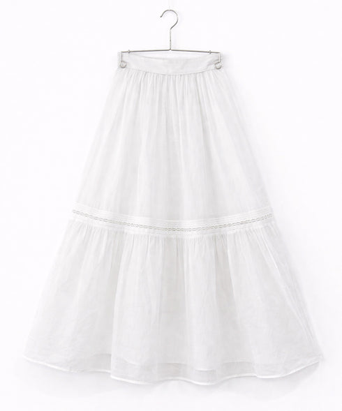 sheer starched cotton lace tiered skirt