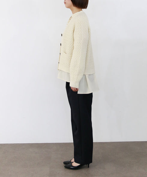 wool cotton aran knit cardigan