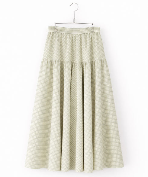 seersucker check tiered skirt