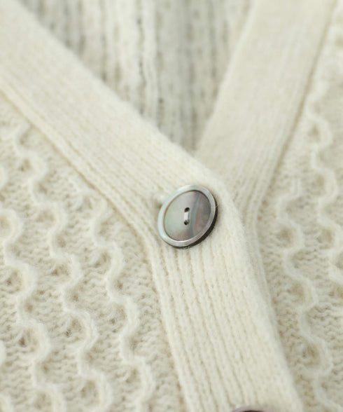 wool cotton aran knit cardigan
