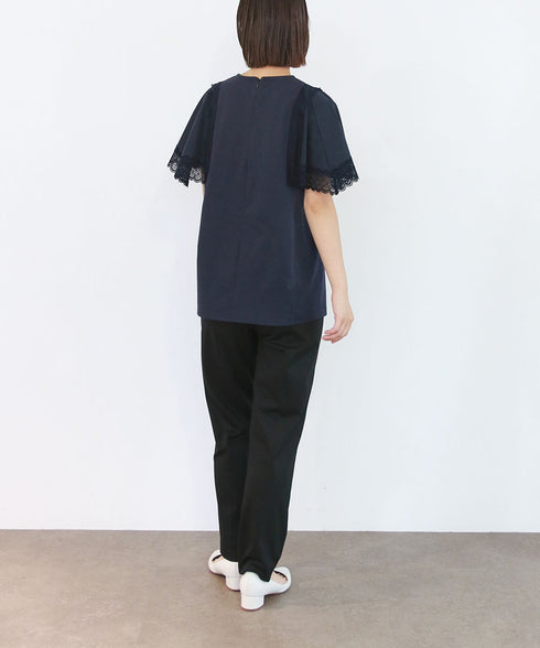 laced handkerchief sleeve cut-sew