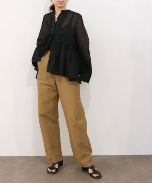 sheer starched cotton lace flare blouse