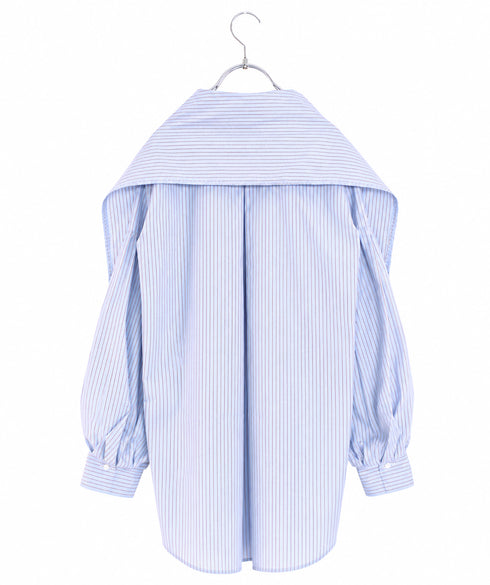 【SOI-MeME】stripe embroidery tie blouse