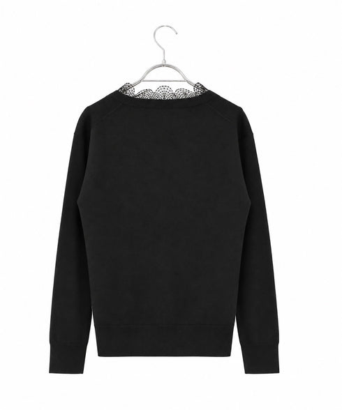 14G wool layered scallop-lace top