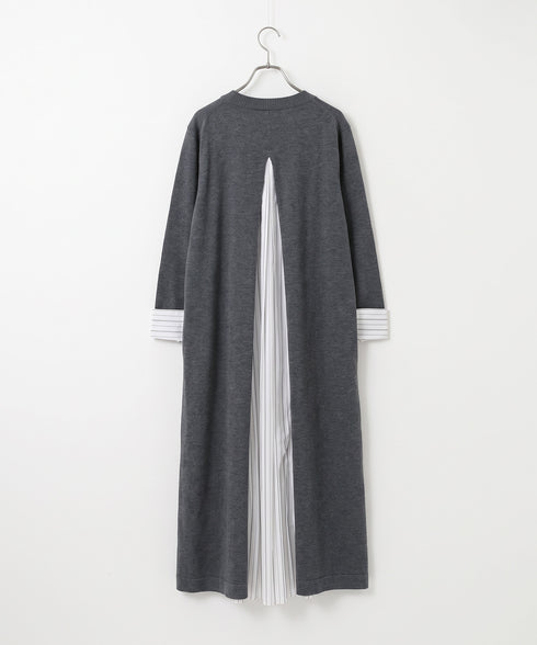 striped shirt layered knit one-piece