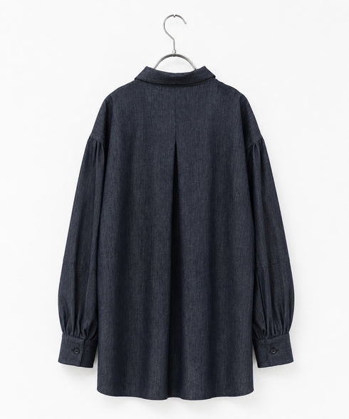 <8/28発売>denim tuck frill modern volume shirt