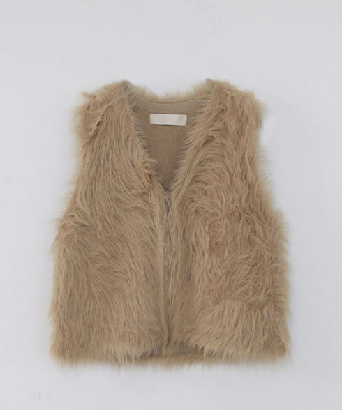 2way shaggy knit vest