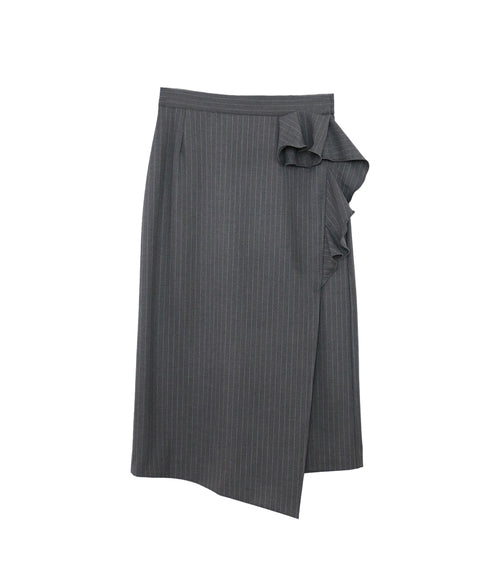 warm pinstripe wrap skirt