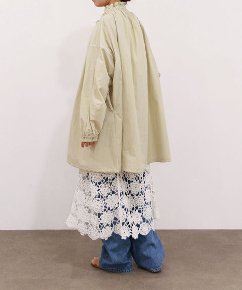 【予約】shirring gather embroidery midi-blouson