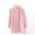 picot raffle collar tuck blouse