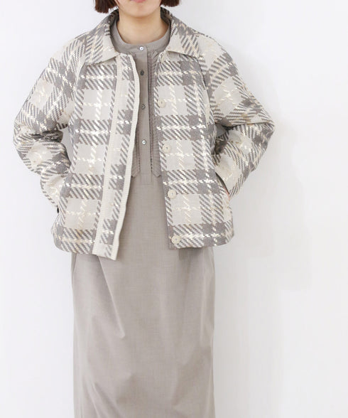 【SOI-MeME】check lame jacquard jacket