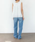 sheer check 2way gathered blouse