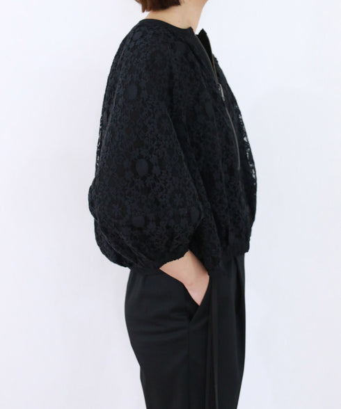 reversible sheer lace blouson