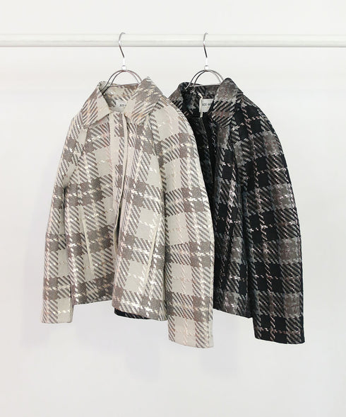 【SOI-MeME】check lame jacquard jacket