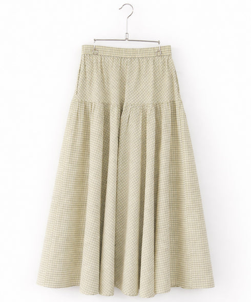 seersucker check tiered skirt