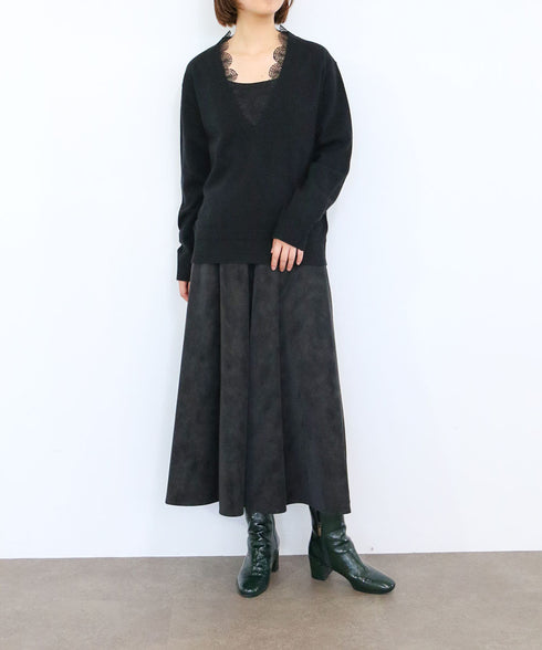 14G wool layered scallop-lace top