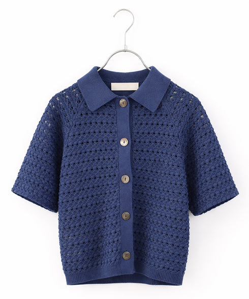 crochet polo knit cardigan