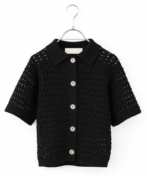 crochet polo knit cardigan