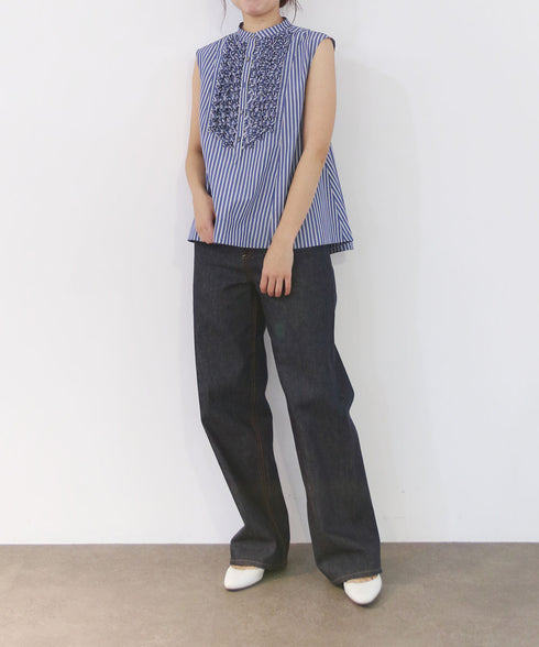 modern tuck frill flare blouse