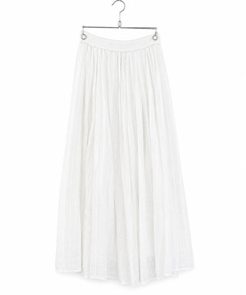 sheer check tuck gather skirt