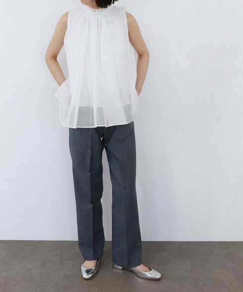sheer starched cotton gather blouse