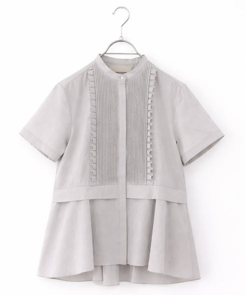 tuck frill flare half sleeve shirt