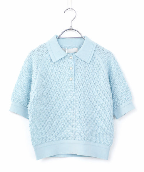 diamond openwork polo knit