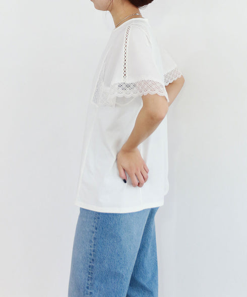 laced handkerchief sleeve cut-sew