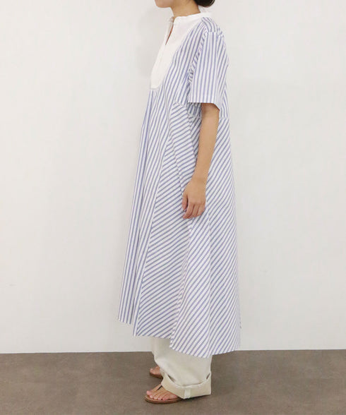 pin tuck bosom embroidery one-piece