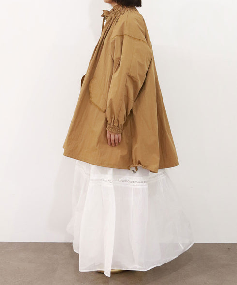 【予約】shirring gather embroidery midi-blouson