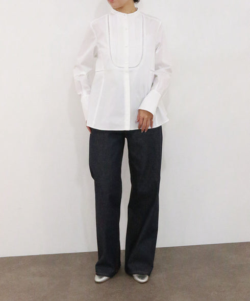 pin tuck bosom embroidery blouse