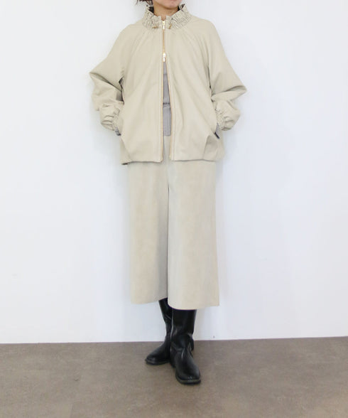 soft eco-leather padded midi blouson