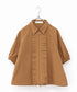 seersucker check pleats half sleeve blouson