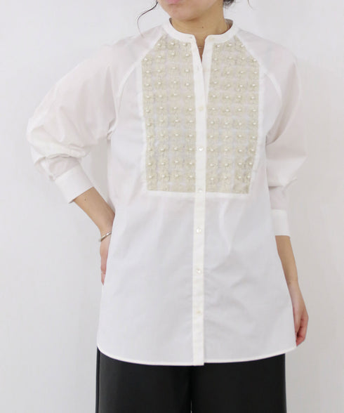 再入荷【SOI-MeME】pearl lame lace blouse