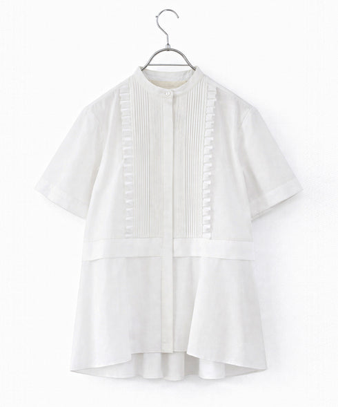 tuck frill flare half sleeve shirt