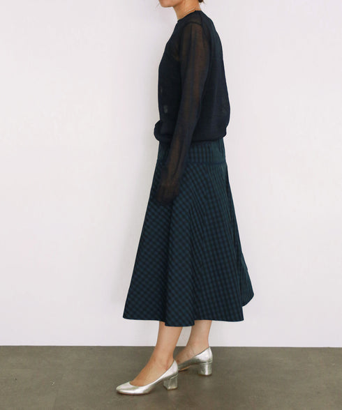 gingham check embroidery skirt