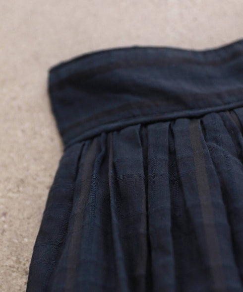 sheer check tuck gather skirt