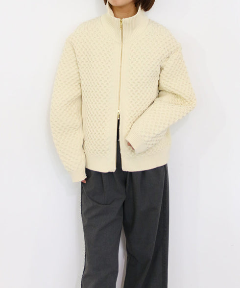 polyester honeycomb knit blouson