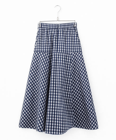 gingham check embroidery skirt