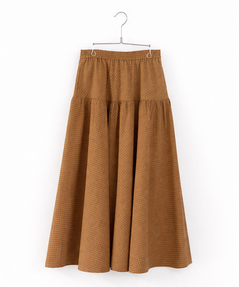 seersucker check tiered skirt