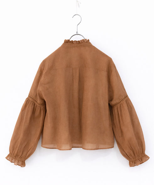 sheer starched cotton lace frilled blouse