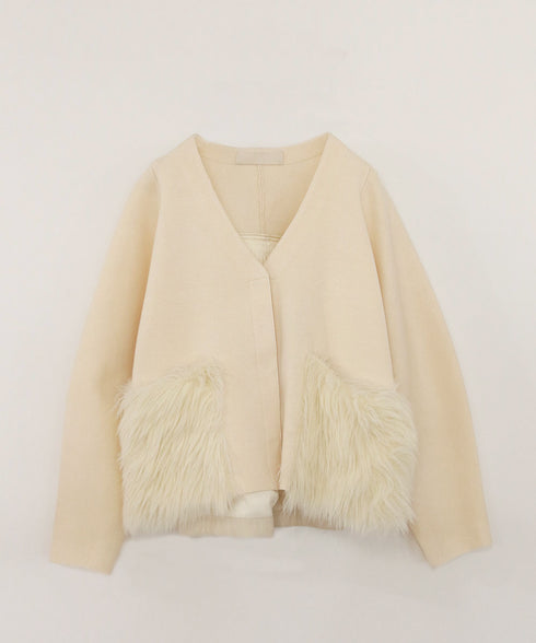 shaggy pocket milano rib jacket