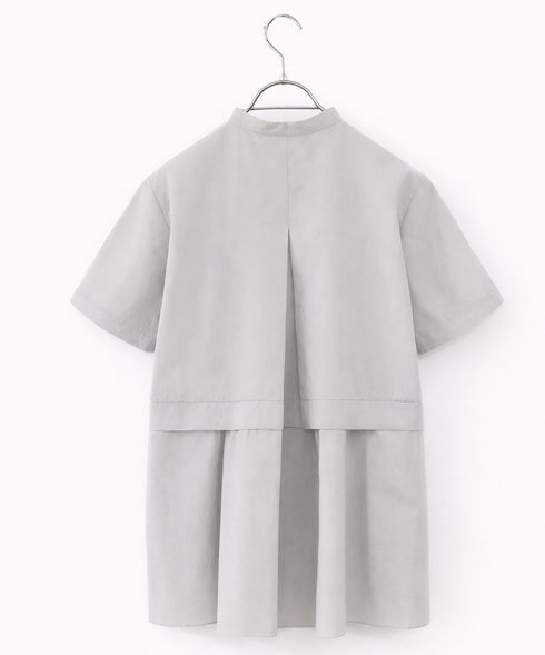 tuck frill flare half sleeve shirt