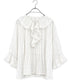 sheer check raffle collar blouse